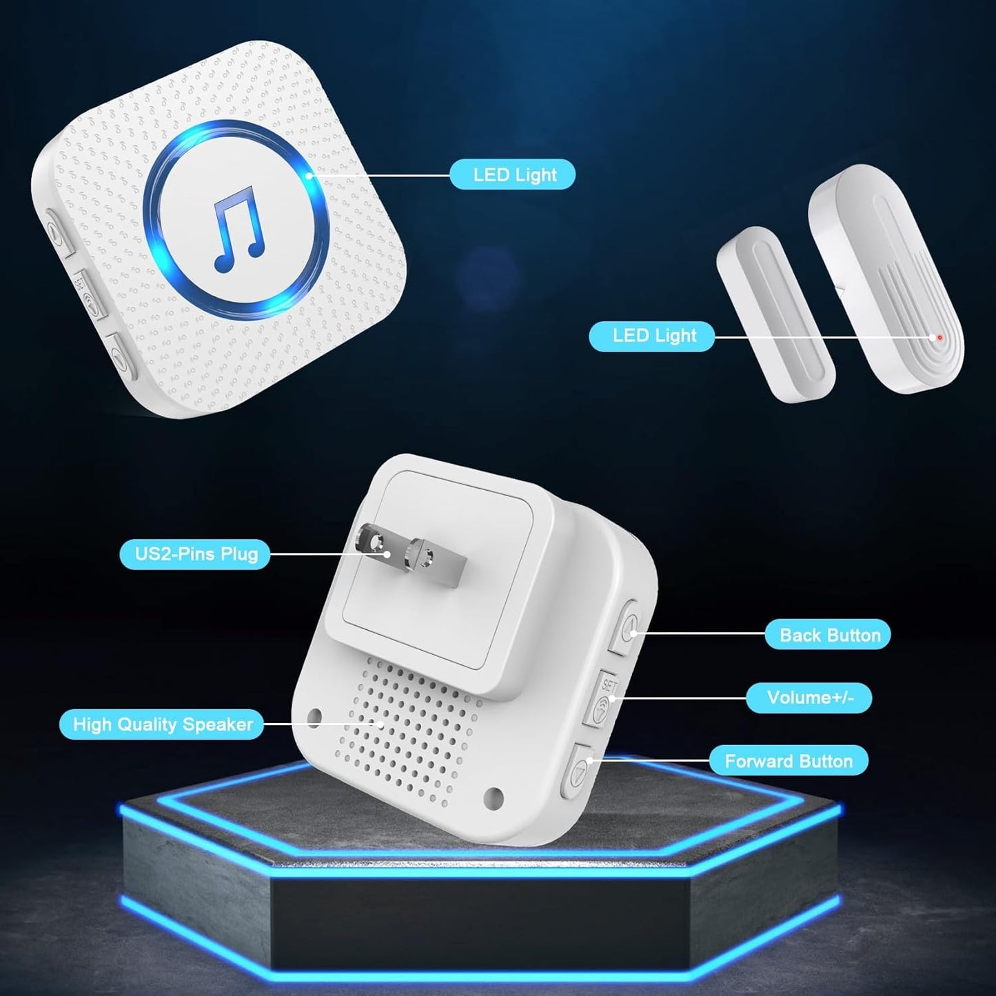 Door Chime, Wireless Door Sensor Chime When Door Opens,Door Entry Alarm Chime for Business/Home/Kids,500 FT Range,26 Chimes 5 Adjustable Volume, 2 Sensors + 1 Receivers