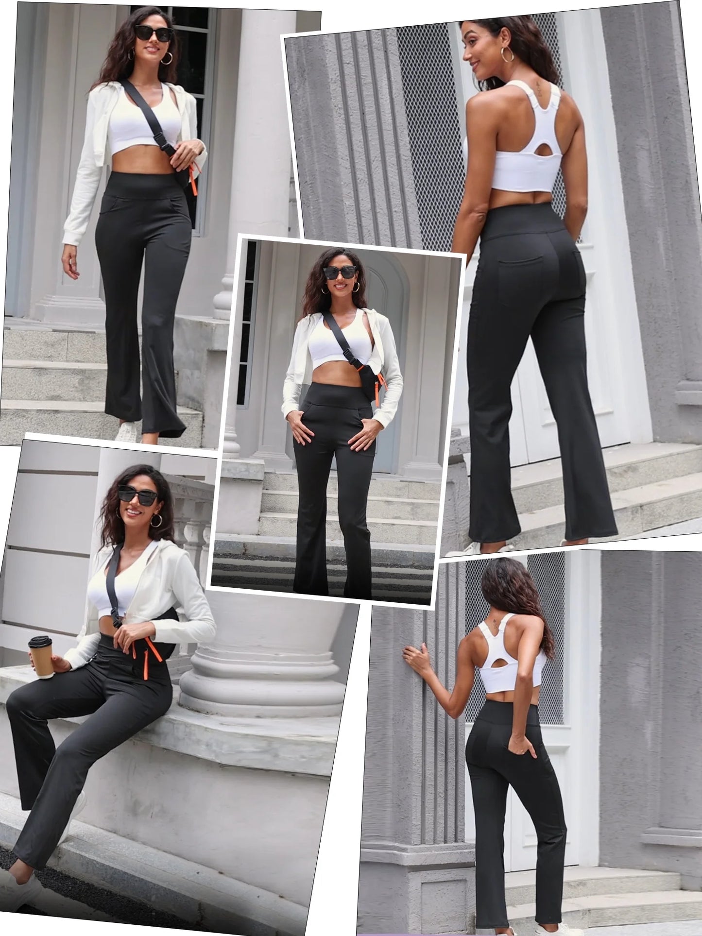 Womens Bootcut Yoga Pants Flare Workout Legging with Pockets High Waist Lightweight Bottoms Activewear Navy Blue 2XL