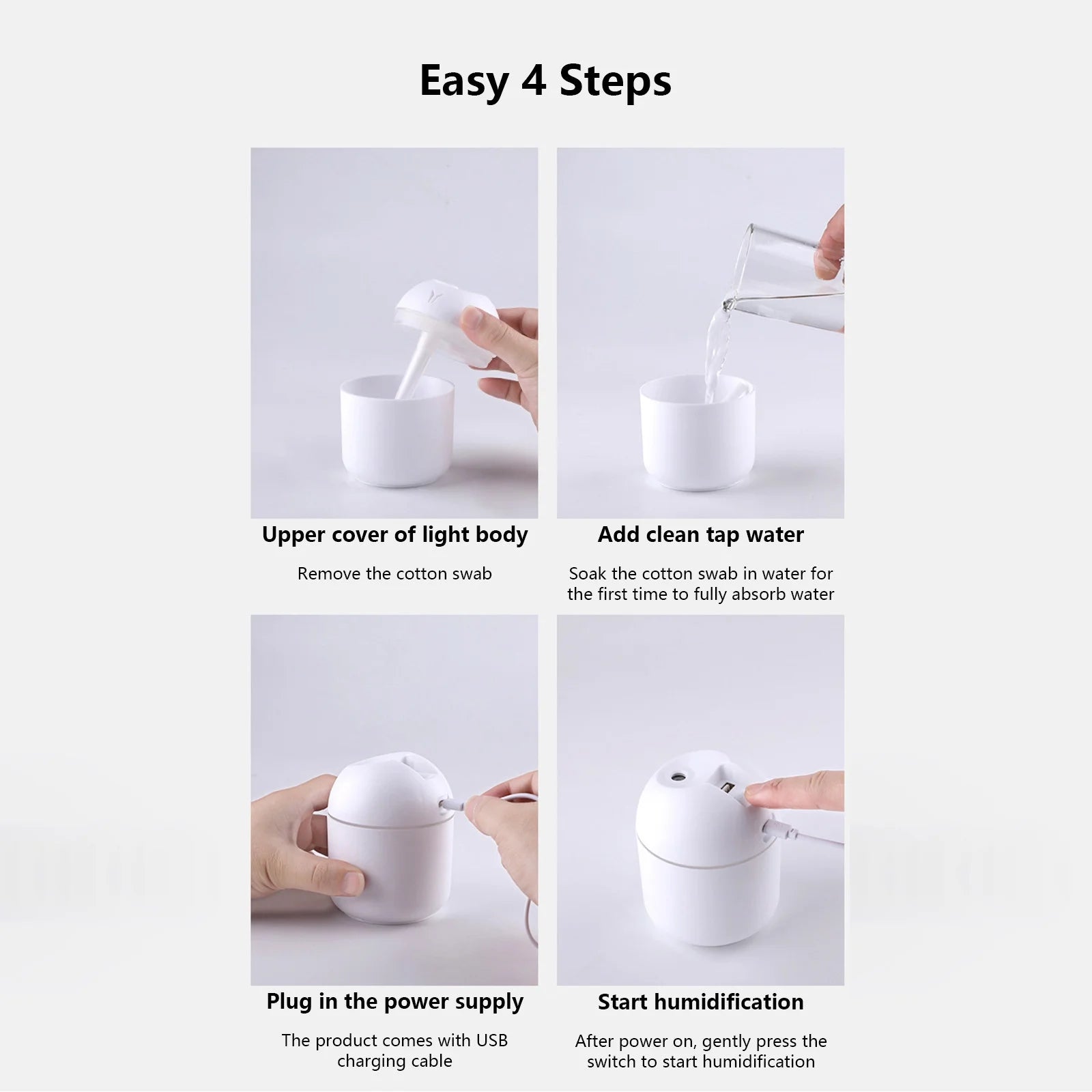2023 Promotion on Sale, U Humidifier with Light ,Quiet Cool Mist Humidifier for Bedroom and Office ,Plants, Easy to Clean