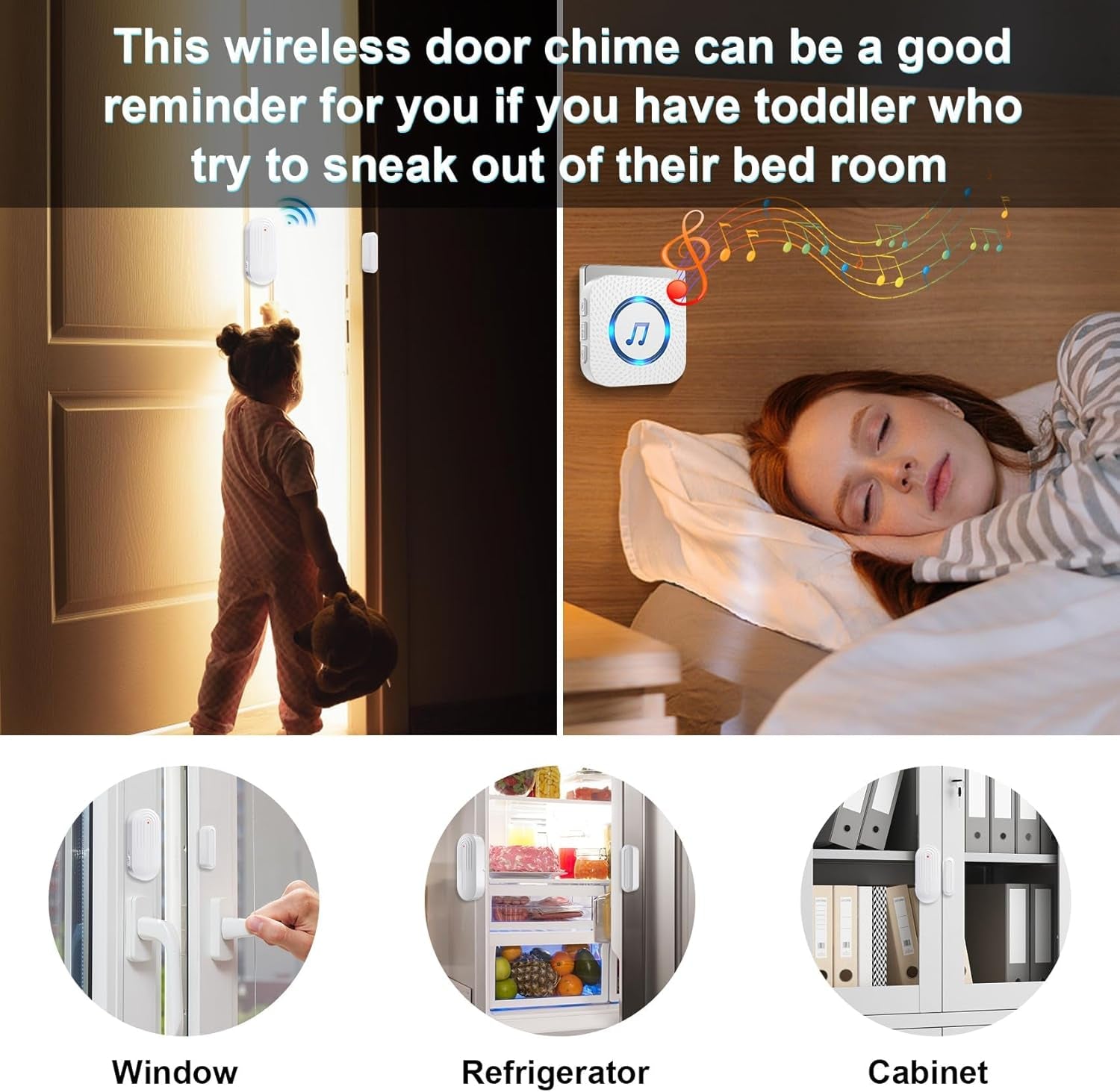 Door Chime, Wireless Door Sensor Chime When Door Opens,Door Entry Alarm Chime for Business/Home/Kids,500 FT Range,26 Chimes 5 Adjustable Volume, 2 Sensors + 1 Receivers