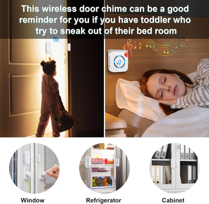 Door Chime, Wireless Door Sensor Chime When Door Opens,Door Entry Alarm Chime for Business/Home/Kids,500 FT Range,26 Chimes 5 Adjustable Volume, 2 Sensors + 1 Receivers